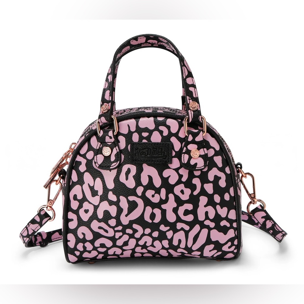NWT Von Dutch Pink & Black Cheetah Pink Bowling Bag Style Purse, VIRAL, SOLD OUT - Picture 4 of 6